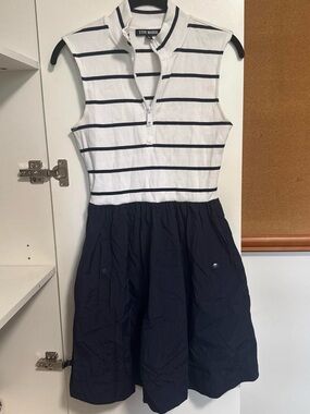 Steve Madden White & Navy Striped Sleeveless Midi Dress